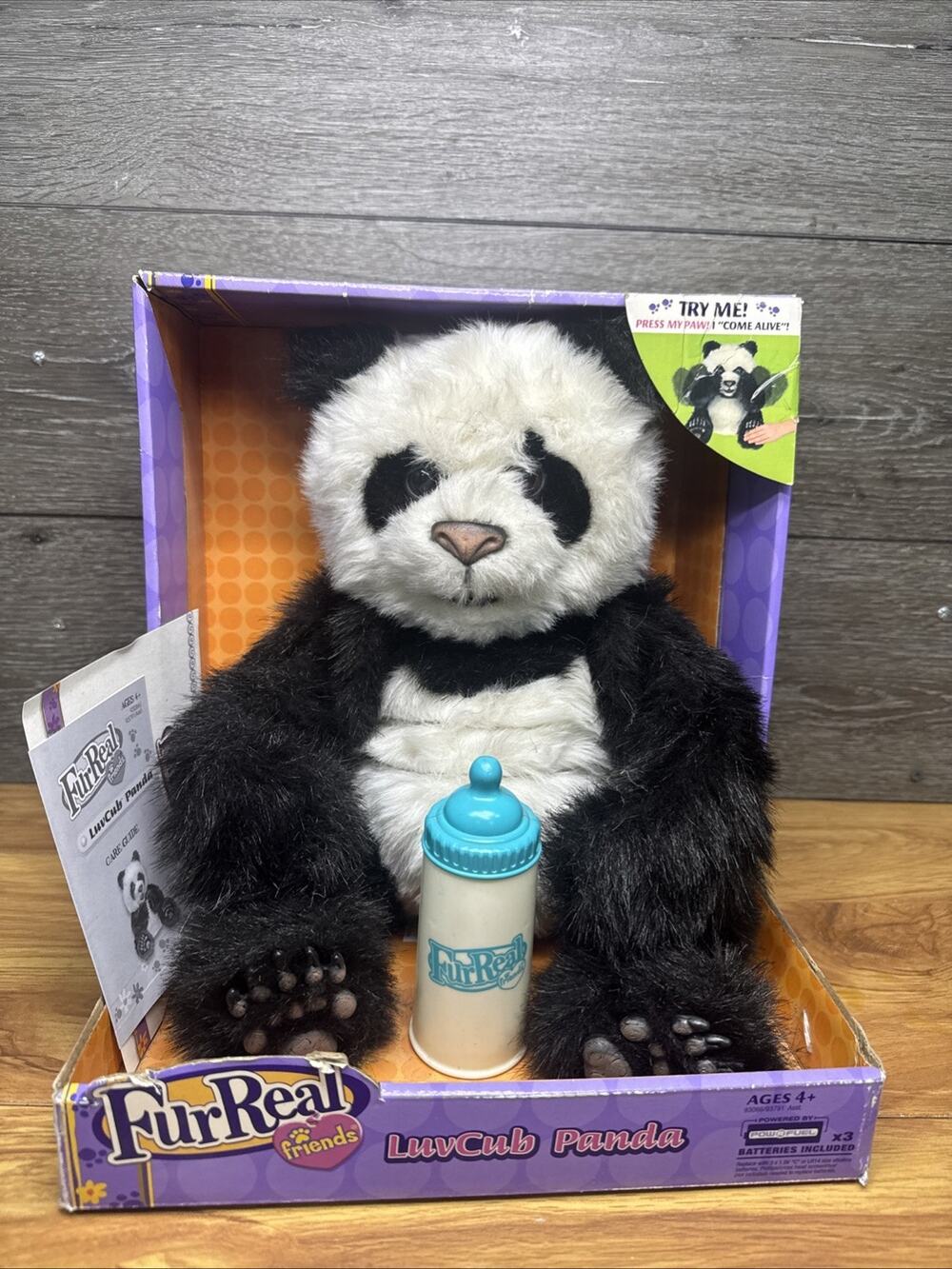 NEW 2009 FurReal Friends LuvCub Panda Interactive 12 Inch Plush Toy with Bottle